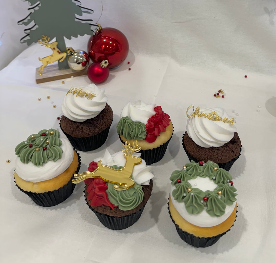 6 Pack Christmas Cupcakes